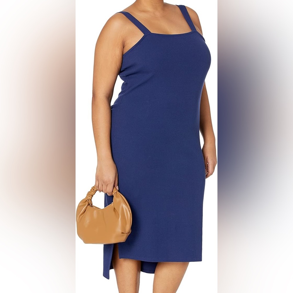 The Drop Blue Midi Dress XXXL New Beach Travel Ribbed Cotton Blend Casual